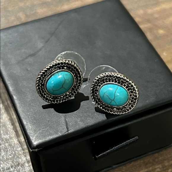 Silver and Turquoise Earrings - Picture 2 of 3
